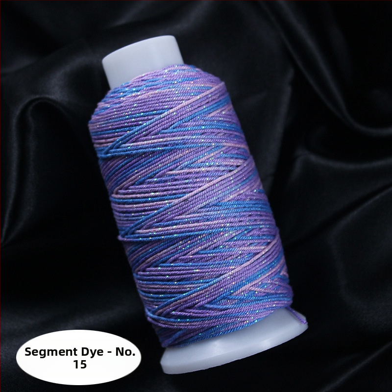 Gradientiškai dažytas medvilninis siūlas su auksine siūle, rankomis mezgta DIY papuošalų virvė (Medžiaga: medvilninis siūlas + poliesteris + auksinė siūlė; Apdorojimo technologija: rankų mezgimas; Kilmė: Jinhua; Stilius: originalus dizainas)