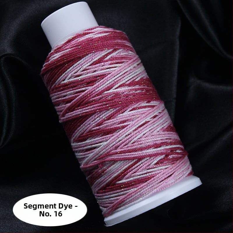 Gradientiškai dažytas medvilninis siūlas su auksine siūle, rankomis mezgta DIY papuošalų virvė (Medžiaga: medvilninis siūlas + poliesteris + auksinė siūlė; Apdorojimo technologija: rankų mezgimas; Kilmė: Jinhua; Stilius: originalus dizainas)