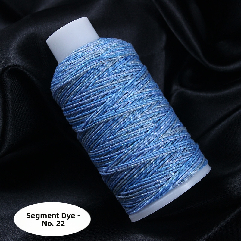 Gradientiškai dažytas medvilninis siūlas su auksine siūle, rankomis mezgta DIY papuošalų virvė (Medžiaga: medvilninis siūlas + poliesteris + auksinė siūlė; Apdorojimo technologija: rankų mezgimas; Kilmė: Jinhua; Stilius: originalus dizainas)