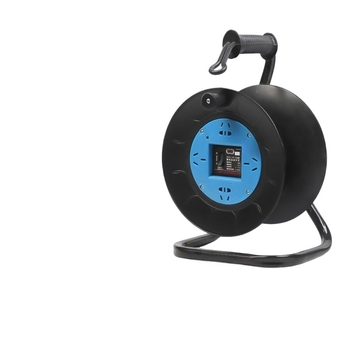 Nešiojama kabelinė ritė su tuščiu rituliu, vyniojimo mechanizmu ir saugojimo rituliu