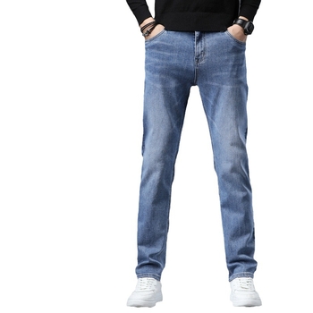 Vīriešu džinsi ar taisu piegriezumu no denima, flīsa oderē, vidējā josta, mikroelastiskums, piecu kabatu dizains