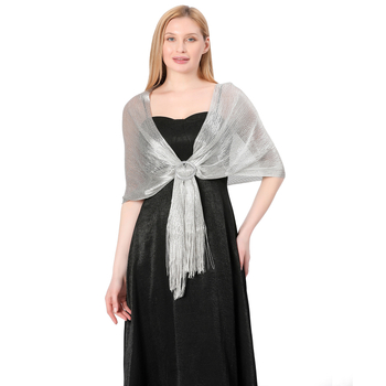 Vjenčani šal s kopčom - poliesterska vlakna, warp-knit tkanje, ženski elegantni stil, dekorativni dodatak, pogodan za sve sezone