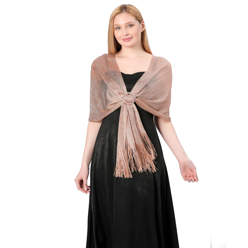 Vjenčani šal s kopčom - poliesterska vlakna, warp-knit tkanje, ženski elegantni stil, dekorativni dodatak, pogodan za sve sezone