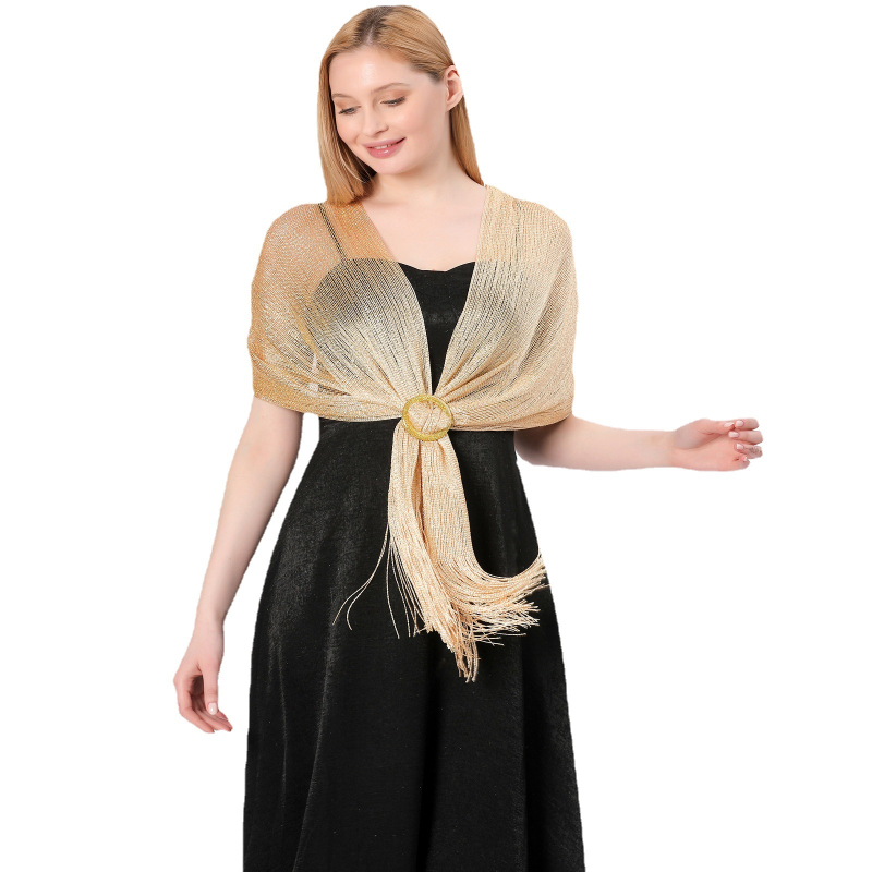 Vjenčani šal s kopčom - poliesterska vlakna, warp-knit tkanje, ženski elegantni stil, dekorativni dodatak, pogodan za sve sezone