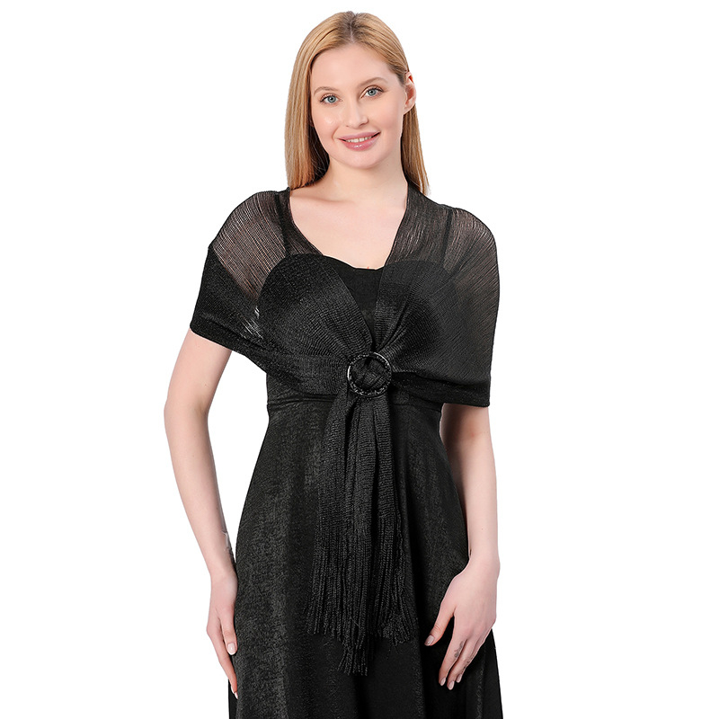 Vjenčani šal s kopčom - poliesterska vlakna, warp-knit tkanje, ženski elegantni stil, dekorativni dodatak, pogodan za sve sezone