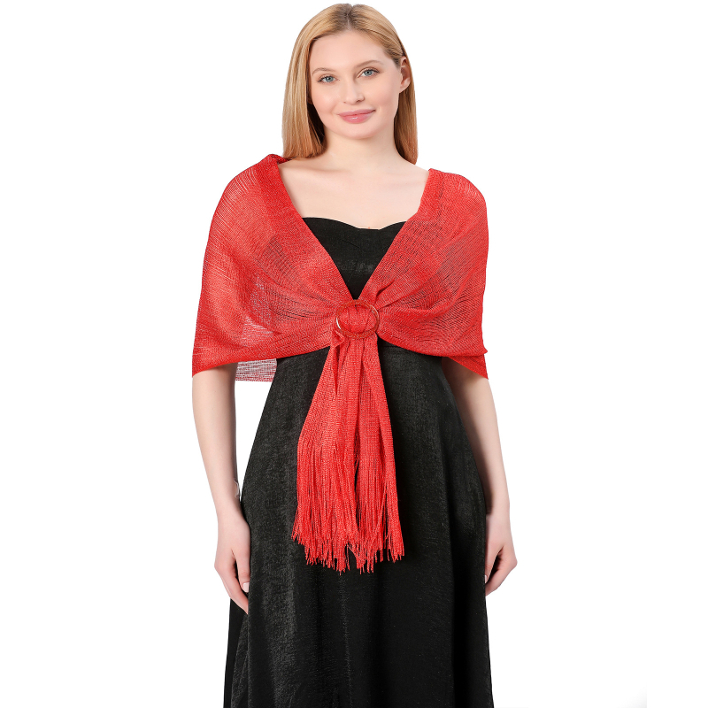 Vjenčani šal s kopčom - poliesterska vlakna, warp-knit tkanje, ženski elegantni stil, dekorativni dodatak, pogodan za sve sezone