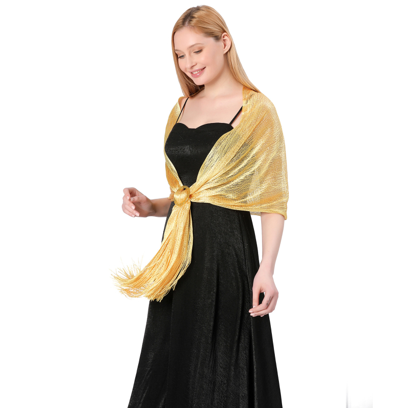 Vjenčani šal s kopčom - poliesterska vlakna, warp-knit tkanje, ženski elegantni stil, dekorativni dodatak, pogodan za sve sezone