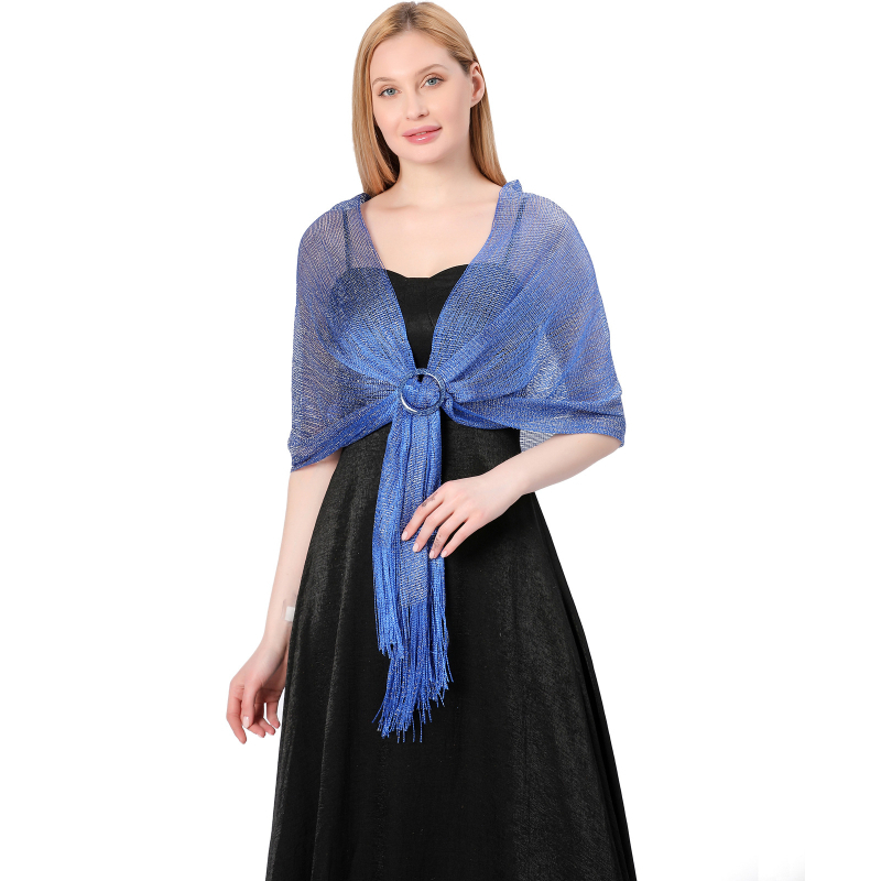 Vjenčani šal s kopčom - poliesterska vlakna, warp-knit tkanje, ženski elegantni stil, dekorativni dodatak, pogodan za sve sezone