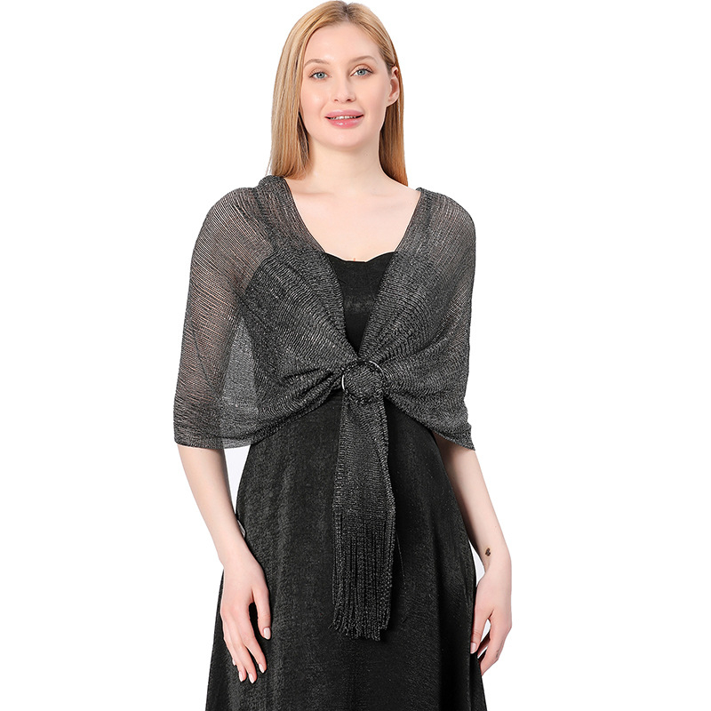 Vjenčani šal s kopčom - poliesterska vlakna, warp-knit tkanje, ženski elegantni stil, dekorativni dodatak, pogodan za sve sezone