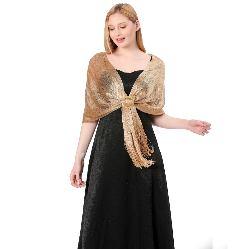 Vjenčani šal s kopčom - poliesterska vlakna, warp-knit tkanje, ženski elegantni stil, dekorativni dodatak, pogodan za sve sezone