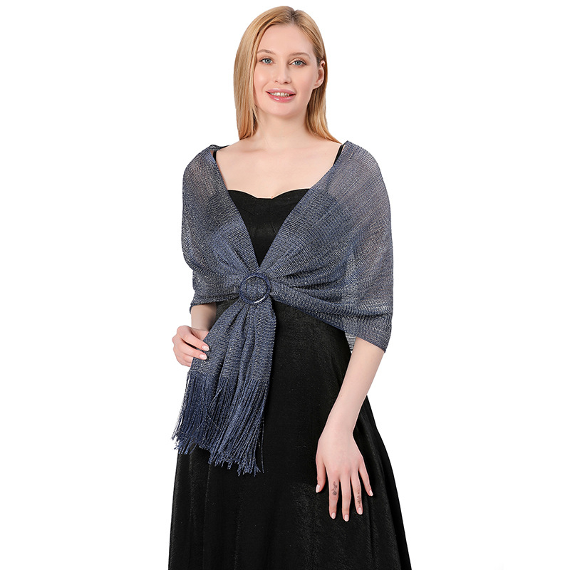 Vjenčani šal s kopčom - poliesterska vlakna, warp-knit tkanje, ženski elegantni stil, dekorativni dodatak, pogodan za sve sezone
