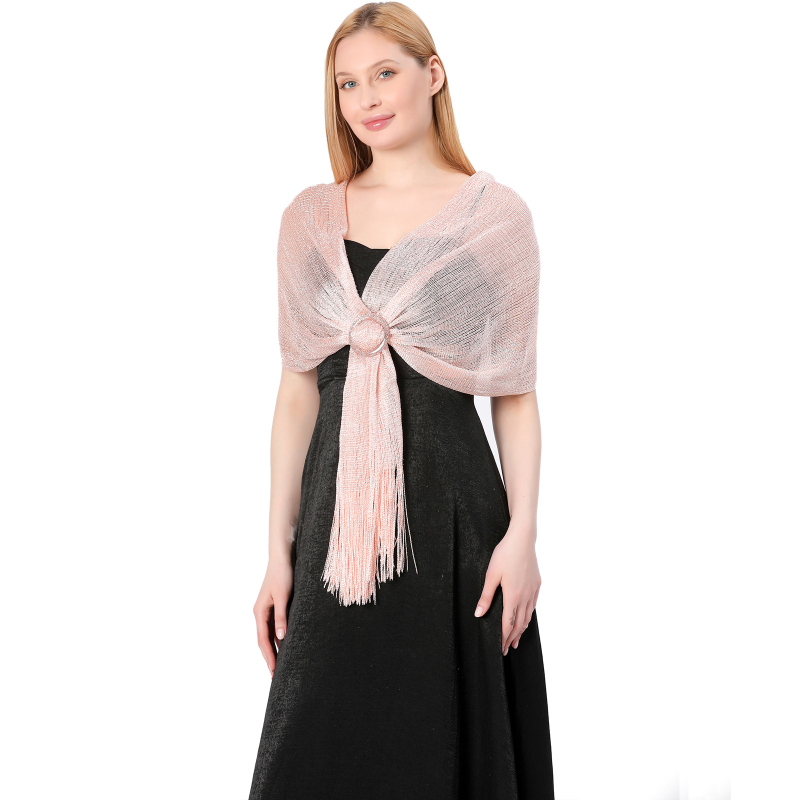 Vjenčani šal s kopčom - poliesterska vlakna, warp-knit tkanje, ženski elegantni stil, dekorativni dodatak, pogodan za sve sezone