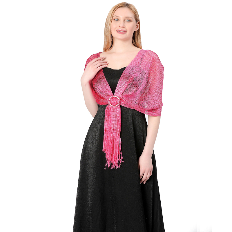 Vjenčani šal s kopčom - poliesterska vlakna, warp-knit tkanje, ženski elegantni stil, dekorativni dodatak, pogodan za sve sezone
