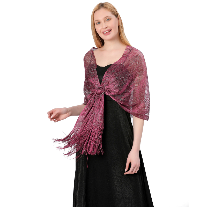 Vjenčani šal s kopčom - poliesterska vlakna, warp-knit tkanje, ženski elegantni stil, dekorativni dodatak, pogodan za sve sezone