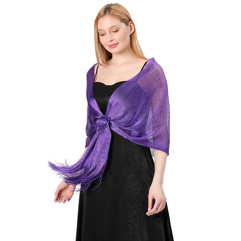 Vjenčani šal s kopčom - poliesterska vlakna, warp-knit tkanje, ženski elegantni stil, dekorativni dodatak, pogodan za sve sezone