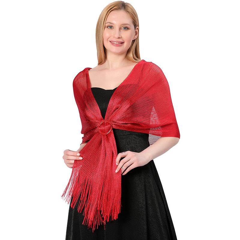 Vjenčani šal s kopčom - poliesterska vlakna, warp-knit tkanje, ženski elegantni stil, dekorativni dodatak, pogodan za sve sezone