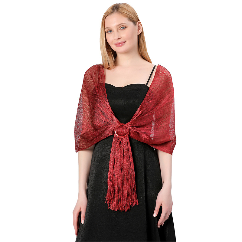 Vjenčani šal s kopčom - poliesterska vlakna, warp-knit tkanje, ženski elegantni stil, dekorativni dodatak, pogodan za sve sezone