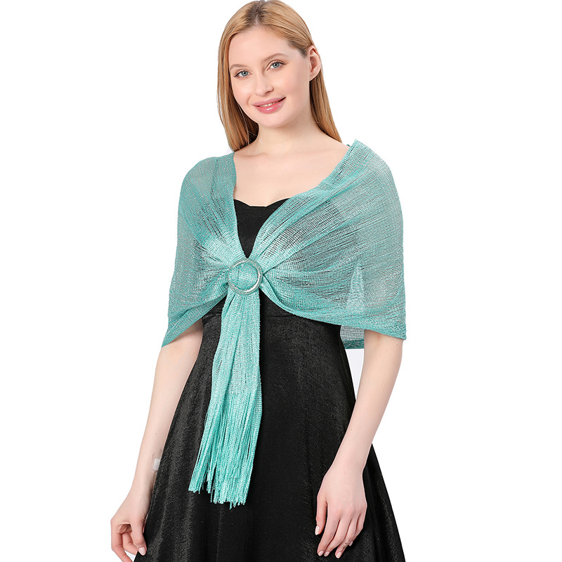 Vjenčani šal s kopčom - poliesterska vlakna, warp-knit tkanje, ženski elegantni stil, dekorativni dodatak, pogodan za sve sezone