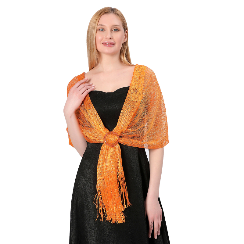 Vjenčani šal s kopčom - poliesterska vlakna, warp-knit tkanje, ženski elegantni stil, dekorativni dodatak, pogodan za sve sezone