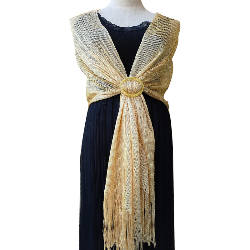 Vjenčani šal s kopčom - poliesterska vlakna, warp-knit tkanje, ženski elegantni stil, dekorativni dodatak, pogodan za sve sezone