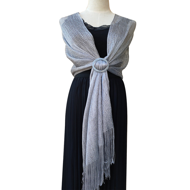 Vjenčani šal s kopčom - poliesterska vlakna, warp-knit tkanje, ženski elegantni stil, dekorativni dodatak, pogodan za sve sezone