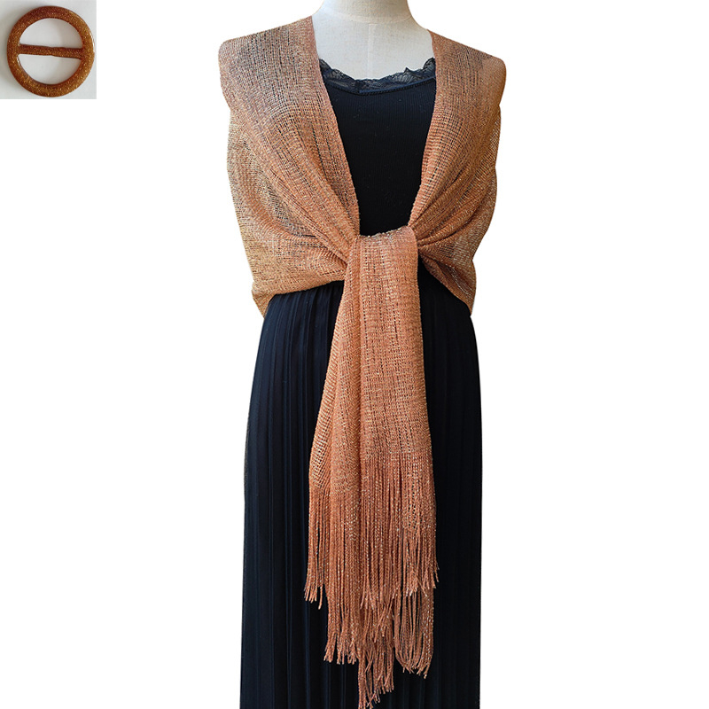 Vjenčani šal s kopčom - poliesterska vlakna, warp-knit tkanje, ženski elegantni stil, dekorativni dodatak, pogodan za sve sezone