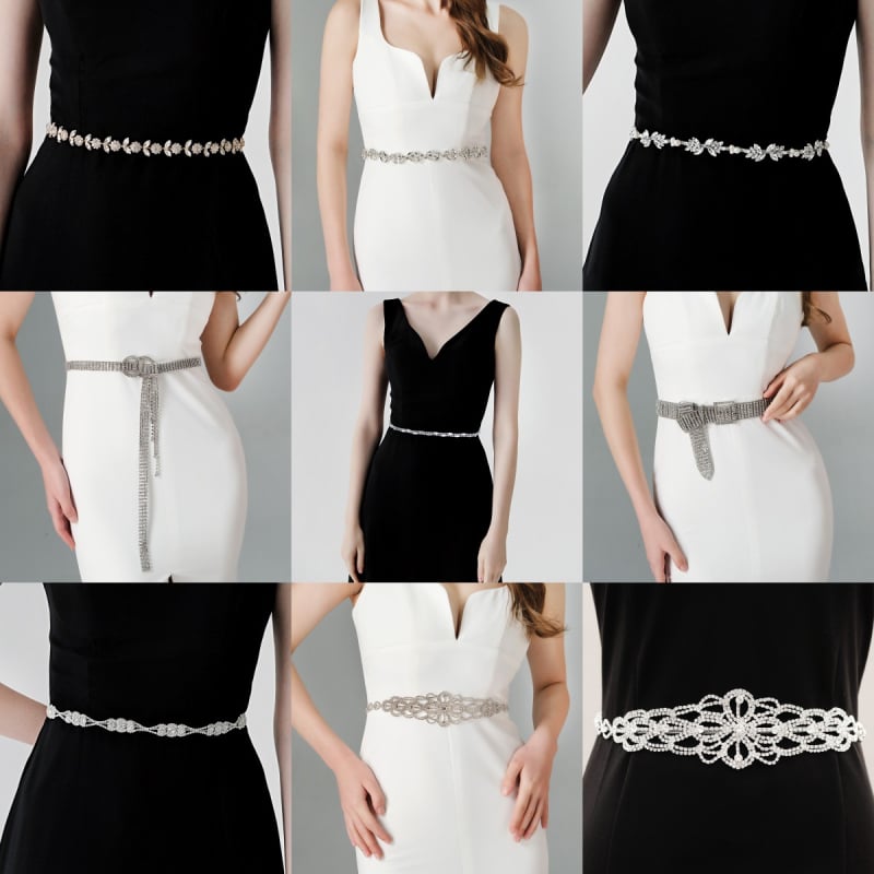 Centură metalică pentru talie cu lanț din cristale în formă de gheară, cataramă din aliaj, lățime sub 2 cm, accesoriu pentru rochia de mireasă