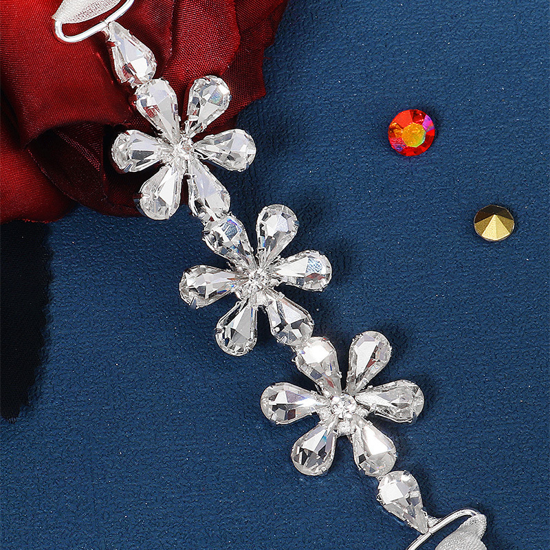 Centură metalică pentru talie cu lanț din cristale în formă de gheară, cataramă din aliaj, lățime sub 2 cm, accesoriu pentru rochia de mireasă