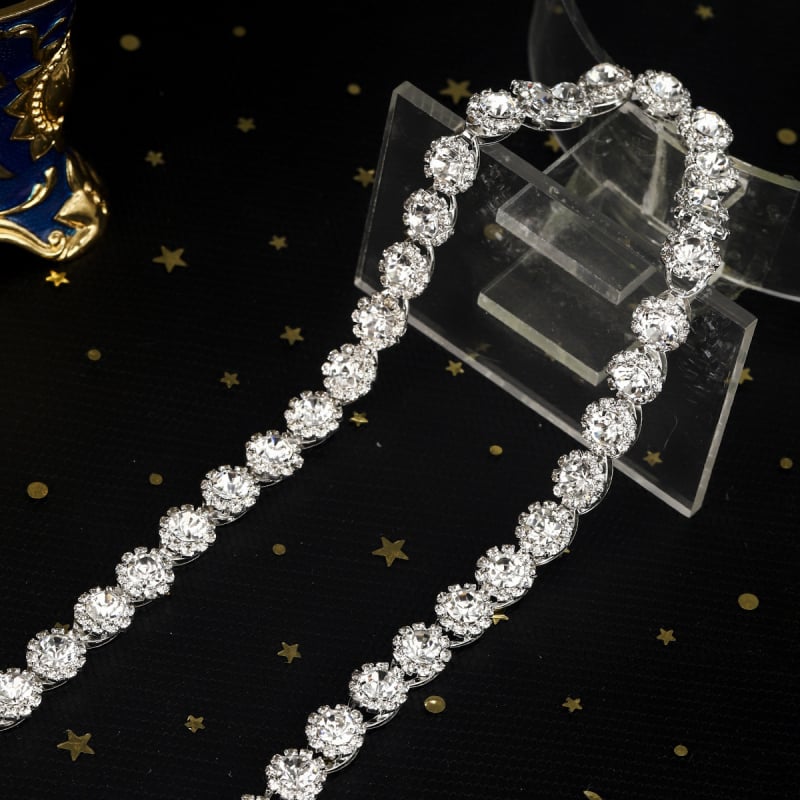 Centură metalică pentru talie cu lanț din cristale în formă de gheară, cataramă din aliaj, lățime sub 2 cm, accesoriu pentru rochia de mireasă