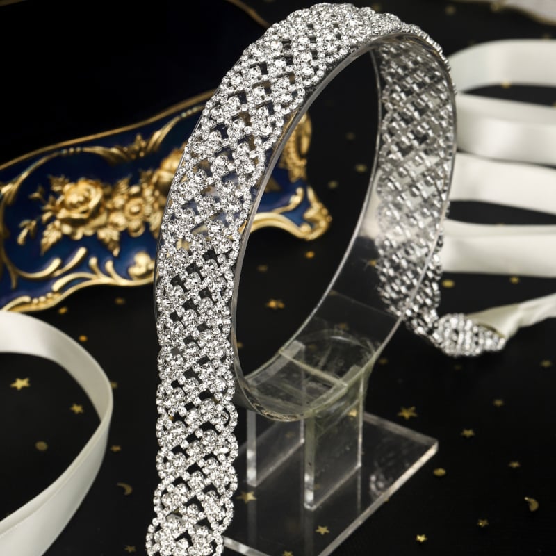 Centură metalică pentru talie cu lanț din cristale în formă de gheară, cataramă din aliaj, lățime sub 2 cm, accesoriu pentru rochia de mireasă