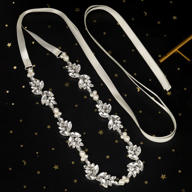 Centură metalică pentru talie cu lanț din cristale în formă de gheară, cataramă din aliaj, lățime sub 2 cm, accesoriu pentru rochia de mireasă