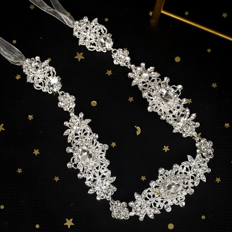 Centură metalică pentru talie cu lanț din cristale în formă de gheară, cataramă din aliaj, lățime sub 2 cm, accesoriu pentru rochia de mireasă