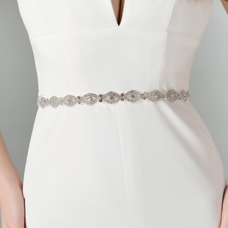 Centură metalică pentru talie cu lanț din cristale în formă de gheară, cataramă din aliaj, lățime sub 2 cm, accesoriu pentru rochia de mireasă