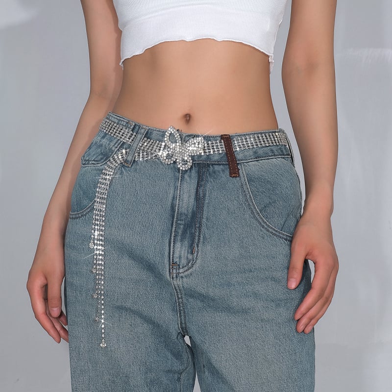 Centură metalică pentru talie cu lanț din cristale în formă de gheară, cataramă din aliaj, lățime sub 2 cm, accesoriu pentru rochia de mireasă