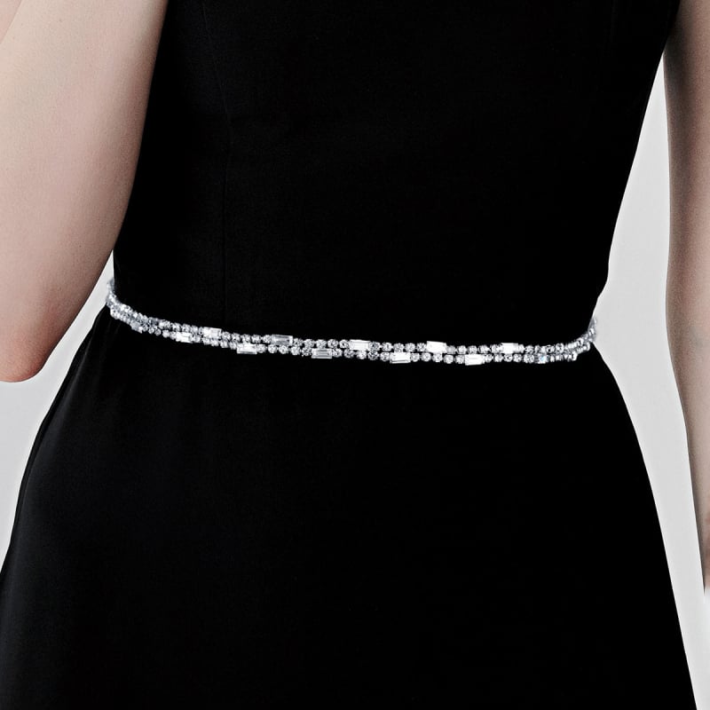 Centură metalică pentru talie cu lanț din cristale în formă de gheară, cataramă din aliaj, lățime sub 2 cm, accesoriu pentru rochia de mireasă