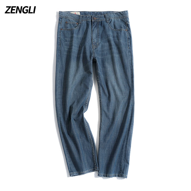 Džinsi, brīvs piegriezums, augsts viduklis, taisa kāja, viegls audums, kokvilnas denims, mazgāti ar akmeņiem