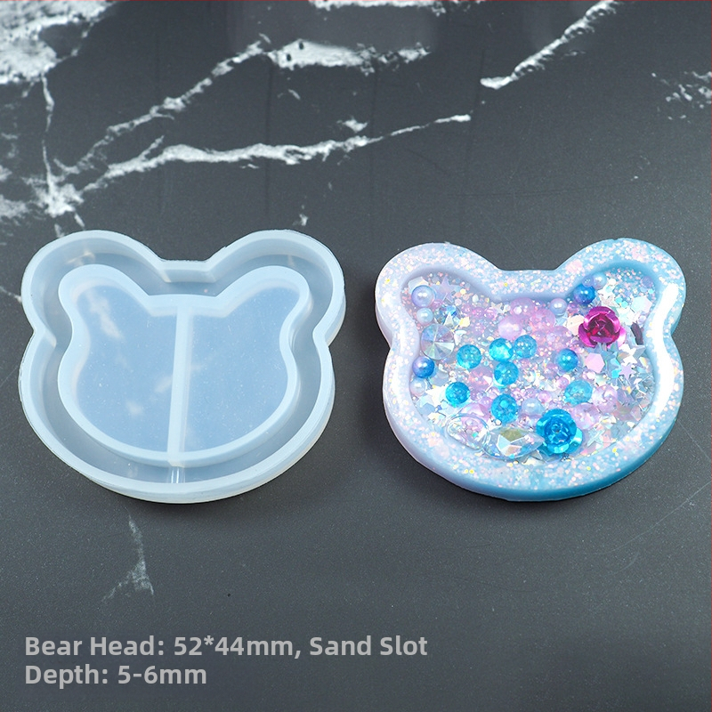 Silicone keychain mold — širdies, žvaigždės, mėnulio ir katės formos UV derva DIY papuošalams