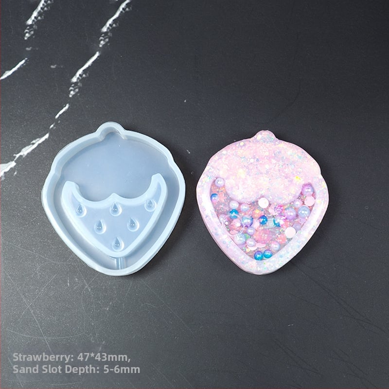 Silicone keychain mold — širdies, žvaigždės, mėnulio ir katės formos UV derva DIY papuošalams