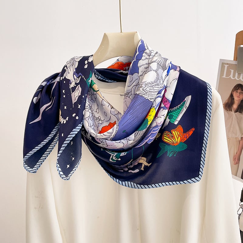 Svileni šal s etničkim otiskom dizajna; 100% svila; warp knitting tkanje; porijeklo Hangzhou