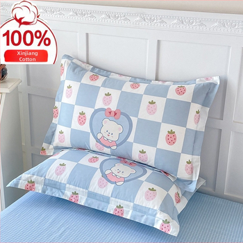 Dviejų pagalvių užvalkalų komplektas iš 100% medvilnės, Twill audinys, reaktinis spausdinimas ir dažymas, pastoralinio stiliaus, 60s audinys, pirmosios klasės kokybė