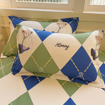 Dviejų pagalvių užvalkalų komplektas iš 100% medvilnės, Twill audinys, reaktinis spausdinimas ir dažymas, pastoralinio stiliaus, 60s audinys, pirmosios klasės kokybė