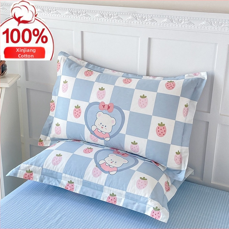 Dviejų pagalvių užvalkalų komplektas iš 100% medvilnės, Twill audinys, reaktinis spausdinimas ir dažymas, pastoralinio stiliaus, 60s audinys, pirmosios klasės kokybė