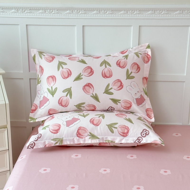 Dviejų pagalvių užvalkalų komplektas iš 100% medvilnės, Twill audinys, reaktinis spausdinimas ir dažymas, pastoralinio stiliaus, 60s audinys, pirmosios klasės kokybė