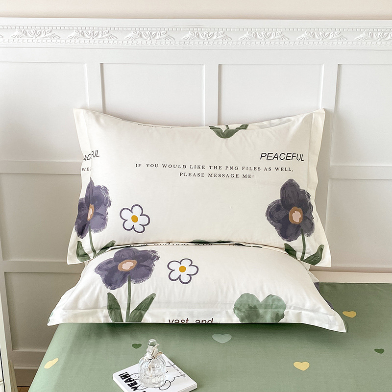 Dviejų pagalvių užvalkalų komplektas iš 100% medvilnės, Twill audinys, reaktinis spausdinimas ir dažymas, pastoralinio stiliaus, 60s audinys, pirmosios klasės kokybė