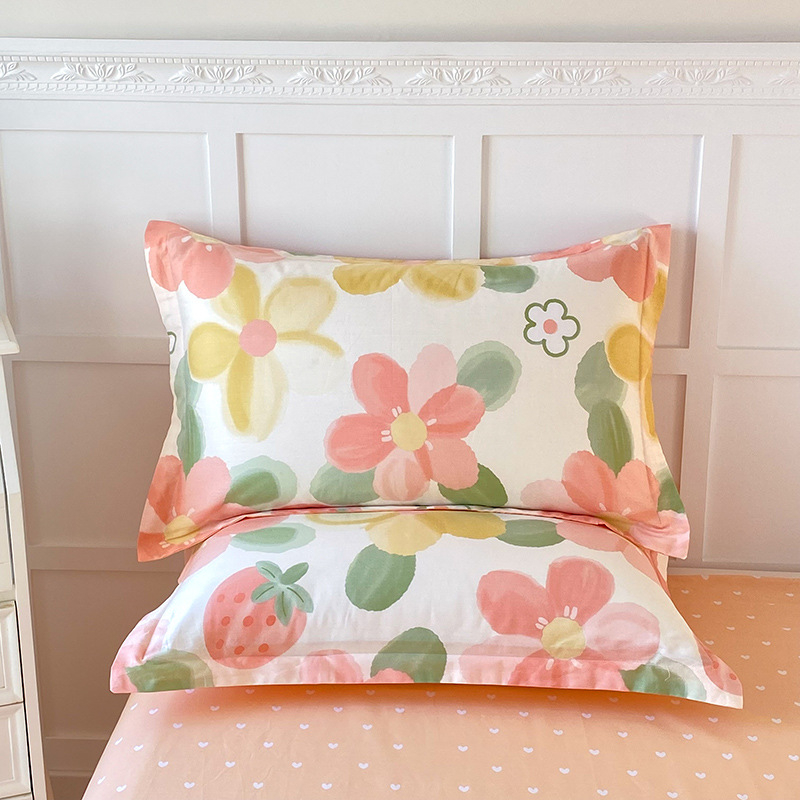 Dviejų pagalvių užvalkalų komplektas iš 100% medvilnės, Twill audinys, reaktinis spausdinimas ir dažymas, pastoralinio stiliaus, 60s audinys, pirmosios klasės kokybė