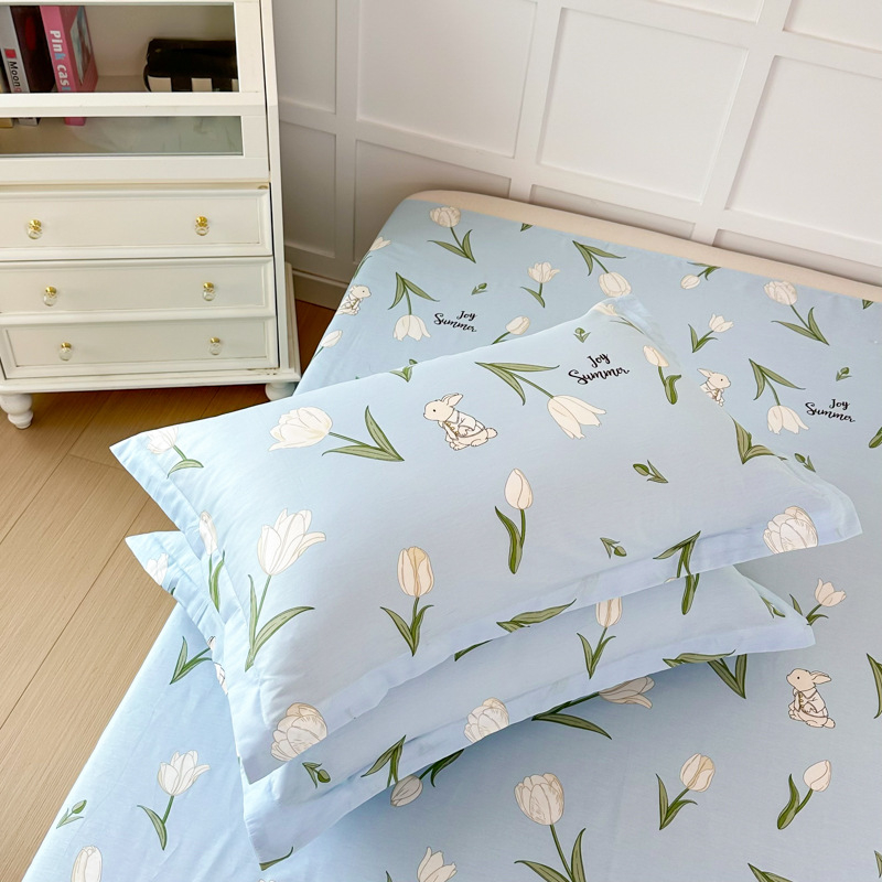 Dviejų pagalvių užvalkalų komplektas iš 100% medvilnės, Twill audinys, reaktinis spausdinimas ir dažymas, pastoralinio stiliaus, 60s audinys, pirmosios klasės kokybė