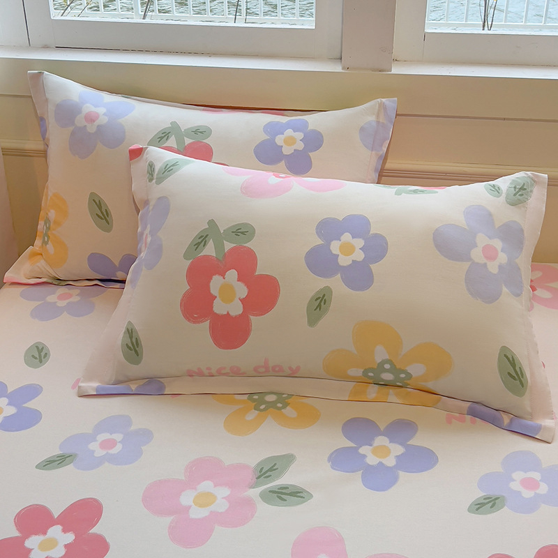 Dviejų pagalvių užvalkalų komplektas iš 100% medvilnės, Twill audinys, reaktinis spausdinimas ir dažymas, pastoralinio stiliaus, 60s audinys, pirmosios klasės kokybė