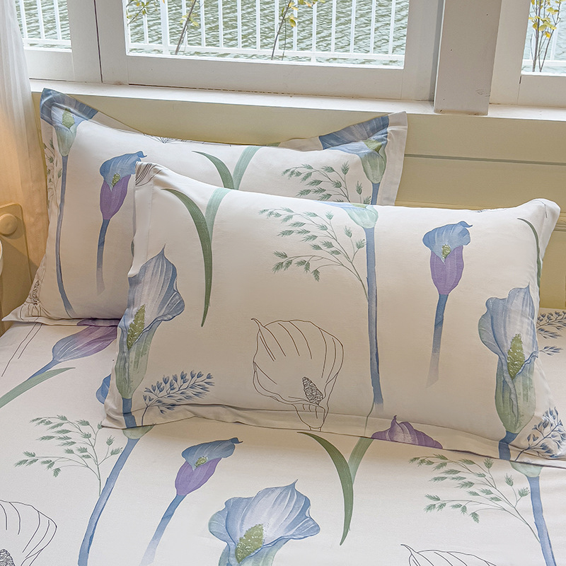 Dviejų pagalvių užvalkalų komplektas iš 100% medvilnės, Twill audinys, reaktinis spausdinimas ir dažymas, pastoralinio stiliaus, 60s audinys, pirmosios klasės kokybė