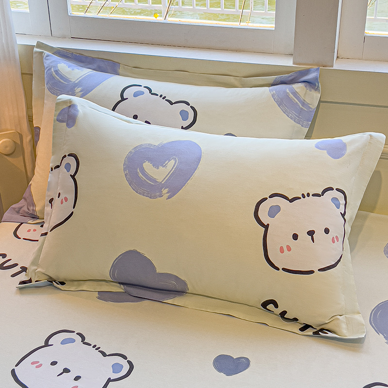 Dviejų pagalvių užvalkalų komplektas iš 100% medvilnės, Twill audinys, reaktinis spausdinimas ir dažymas, pastoralinio stiliaus, 60s audinys, pirmosios klasės kokybė