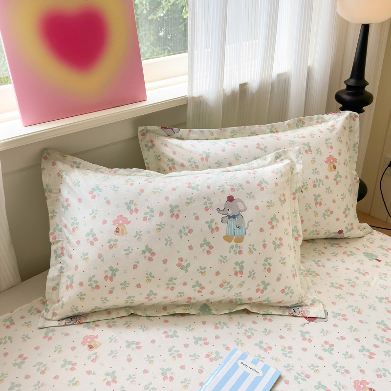 Dviejų pagalvių užvalkalų komplektas iš 100% medvilnės, Twill audinys, reaktinis spausdinimas ir dažymas, pastoralinio stiliaus, 60s audinys, pirmosios klasės kokybė